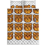 Teddy Bear Emoji Print Quilt Bed Set