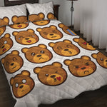 Teddy Bear Emoji Print Quilt Bed Set