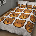 Teddy Bear Emoji Print Quilt Bed Set