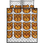 Teddy Bear Emoji Print Quilt Bed Set