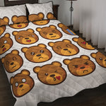 Teddy Bear Emoji Print Quilt Bed Set