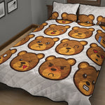 Teddy Bear Emoji Print Quilt Bed Set