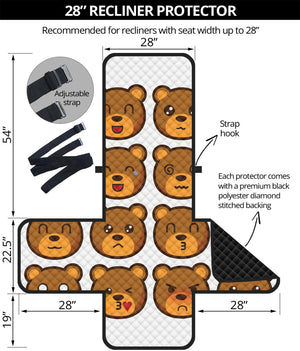 Teddy Bear Emoji Print Recliner Protector