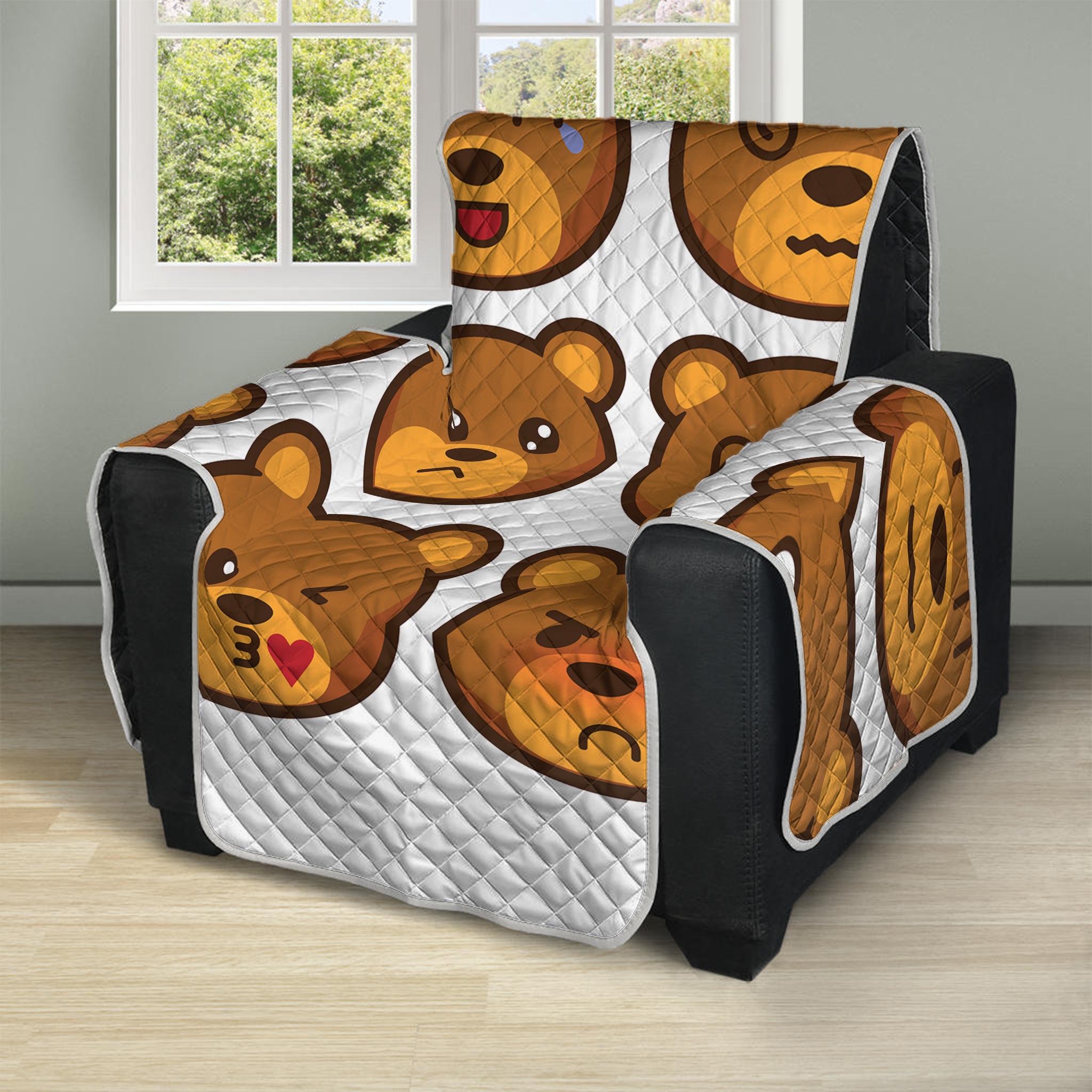 Teddy Bear Emoji Print Recliner Protector