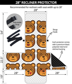 Teddy Bear Emoji Print Recliner Protector