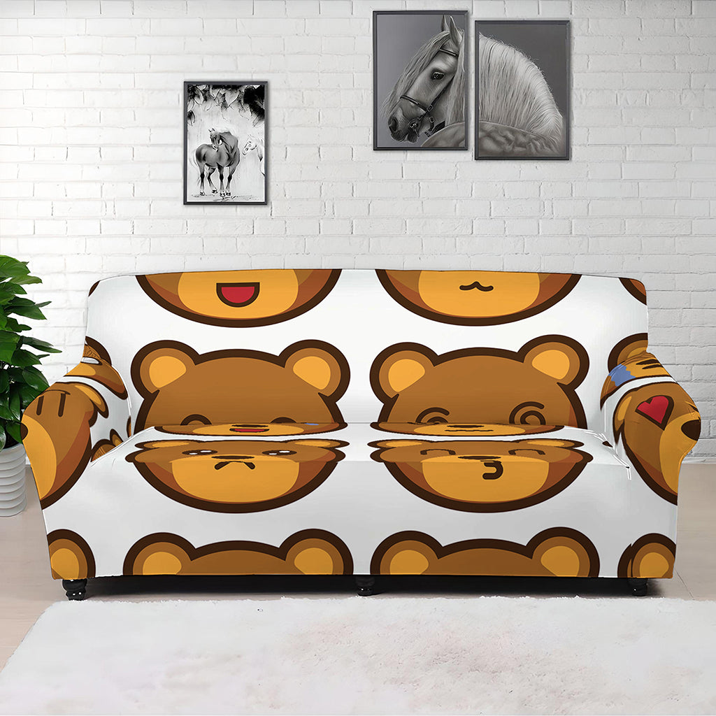 Teddy Bear Emoji Print Sofa Cover