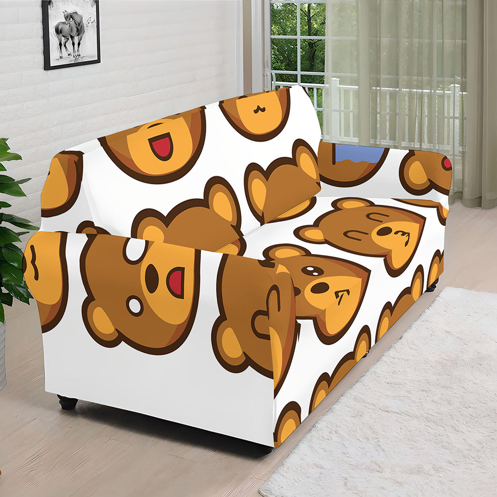 Teddy Bear Emoji Print Sofa Cover