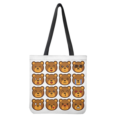 Teddy Bear Emoji Print Tote Bag