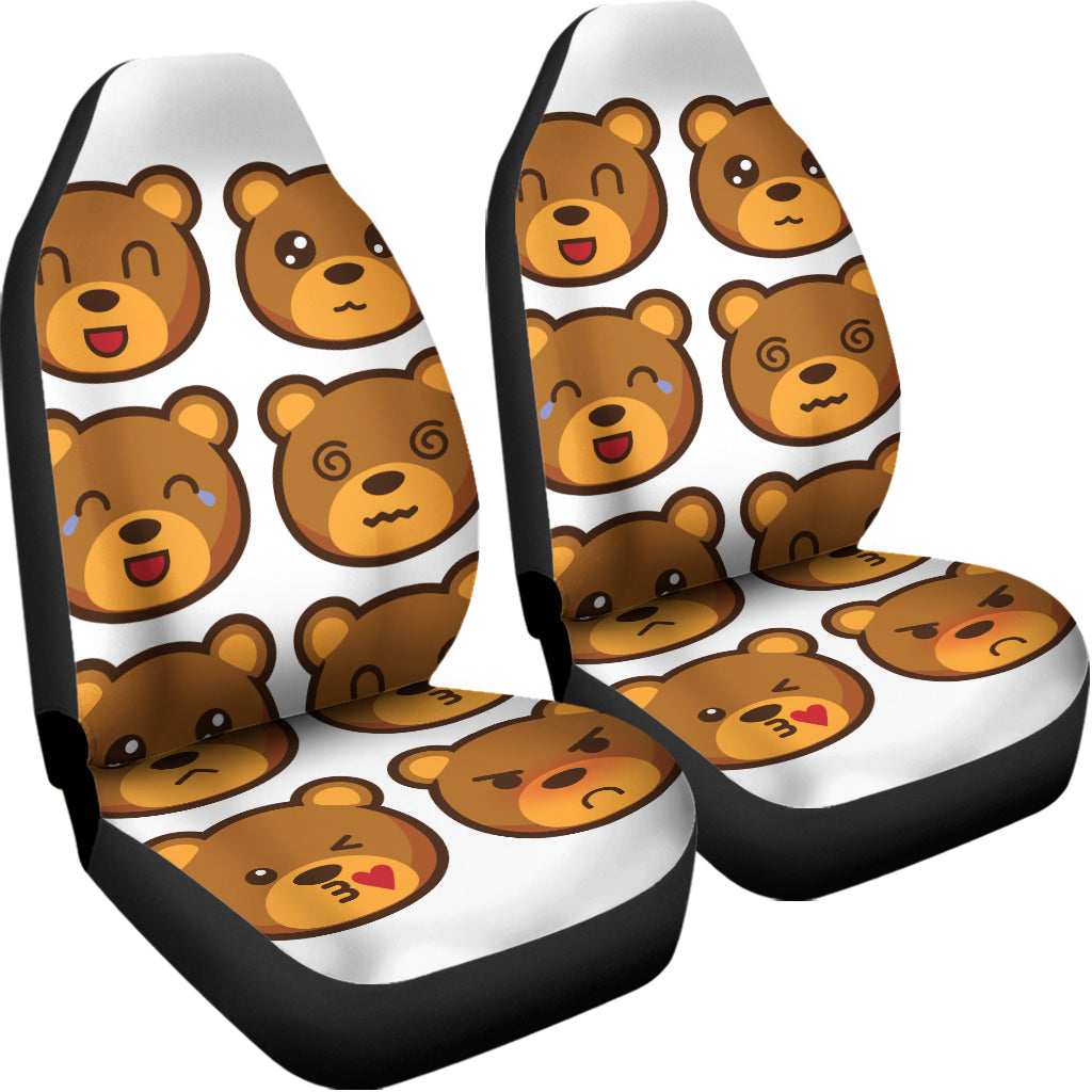 Teddy Bear Emoji Print Universal Fit Car Seat Covers