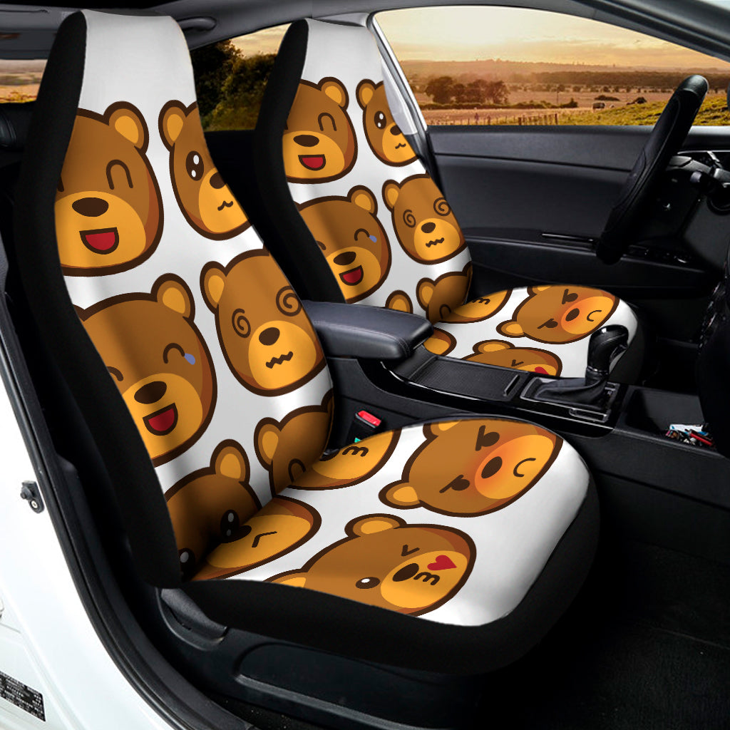 Teddy Bear Emoji Print Universal Fit Car Seat Covers