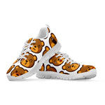 Teddy Bear Emoji Print White Sneakers