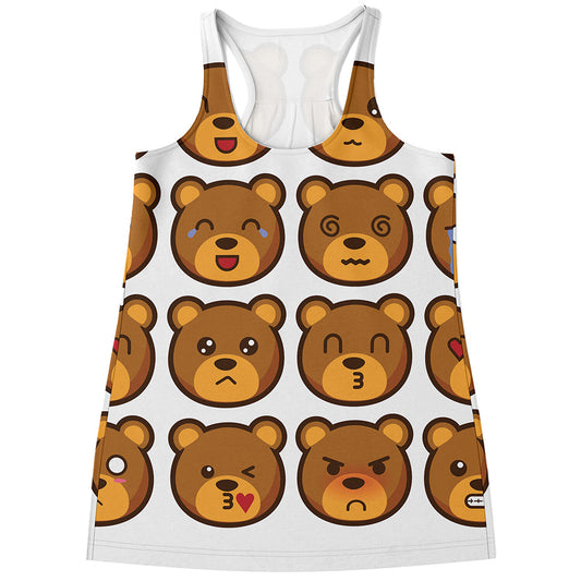 Teddy Bear Emoji Print Women's Racerback Tank Top