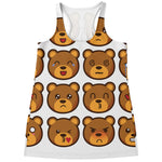 Teddy Bear Emoji Print Women's Racerback Tank Top