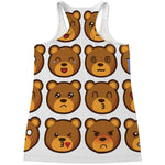 Teddy Bear Emoji Print Women's Racerback Tank Top