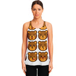 Teddy Bear Emoji Print Women's Racerback Tank Top