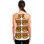 Teddy Bear Emoji Print Women's Racerback Tank Top