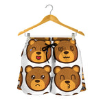 Teddy Bear Emoji Print Women's Shorts