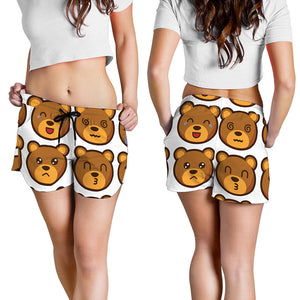 Teddy Bear Emoji Print Women's Shorts