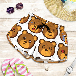 Teddy Bear Emoji Print Women's Shorts