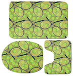 Tennis Ball And Racket Pattern Print 3 Piece Bath Mat Set