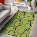 Tennis Ball And Racket Pattern Print Area Rug