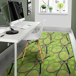 Tennis Ball And Racket Pattern Print Area Rug