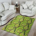 Tennis Ball And Racket Pattern Print Area Rug