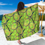 Tennis Ball And Racket Pattern Print Beach Sarong Wrap