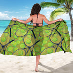 Tennis Ball And Racket Pattern Print Beach Sarong Wrap