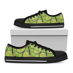 Tennis Ball And Racket Pattern Print Black Low Top Shoes