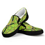 Tennis Ball And Racket Pattern Print Black Slip On Shoes