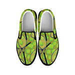 Tennis Ball And Racket Pattern Print Black Slip On Shoes