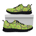 Tennis Ball And Racket Pattern Print Black Sneakers