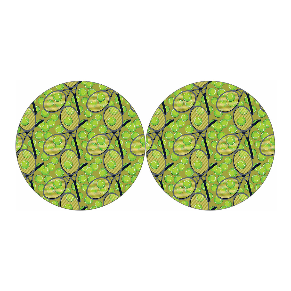 Tennis Ball And Racket Pattern Print Car Coasters