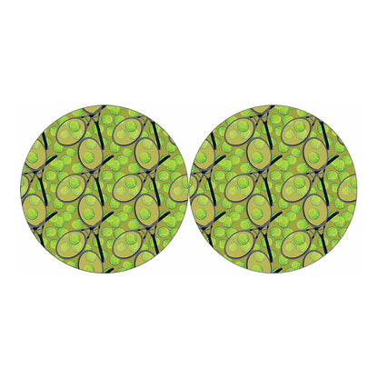 Tennis Ball And Racket Pattern Print Car Coasters