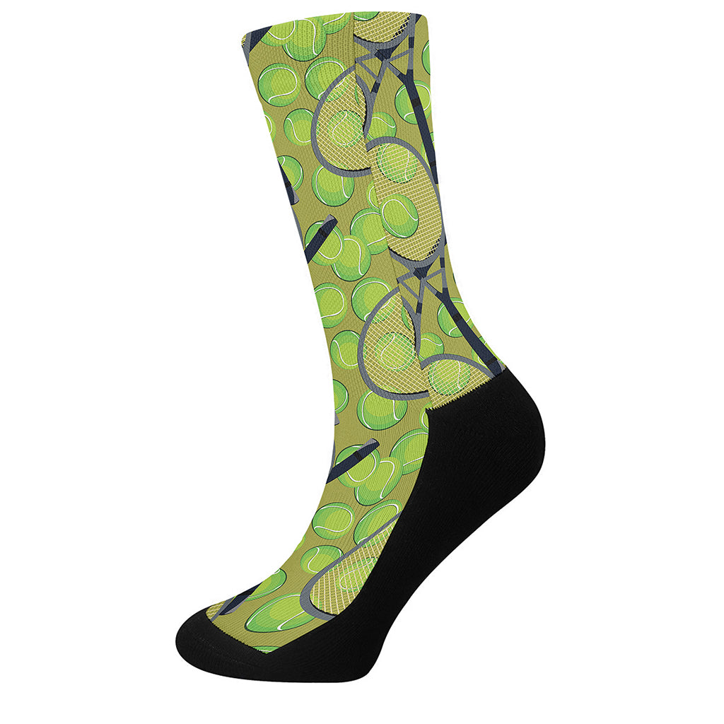 Tennis Ball And Racket Pattern Print Crew Socks