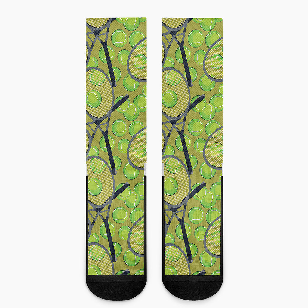 Tennis Ball And Racket Pattern Print Crew Socks