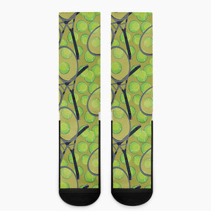 Tennis Ball And Racket Pattern Print Crew Socks