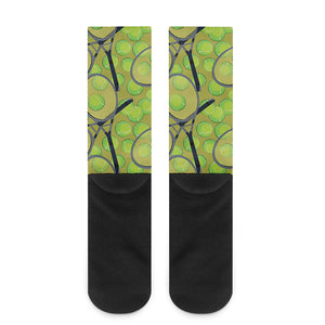 Tennis Ball And Racket Pattern Print Crew Socks