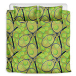 Tennis Ball And Racket Pattern Print Duvet Cover Bedding Set