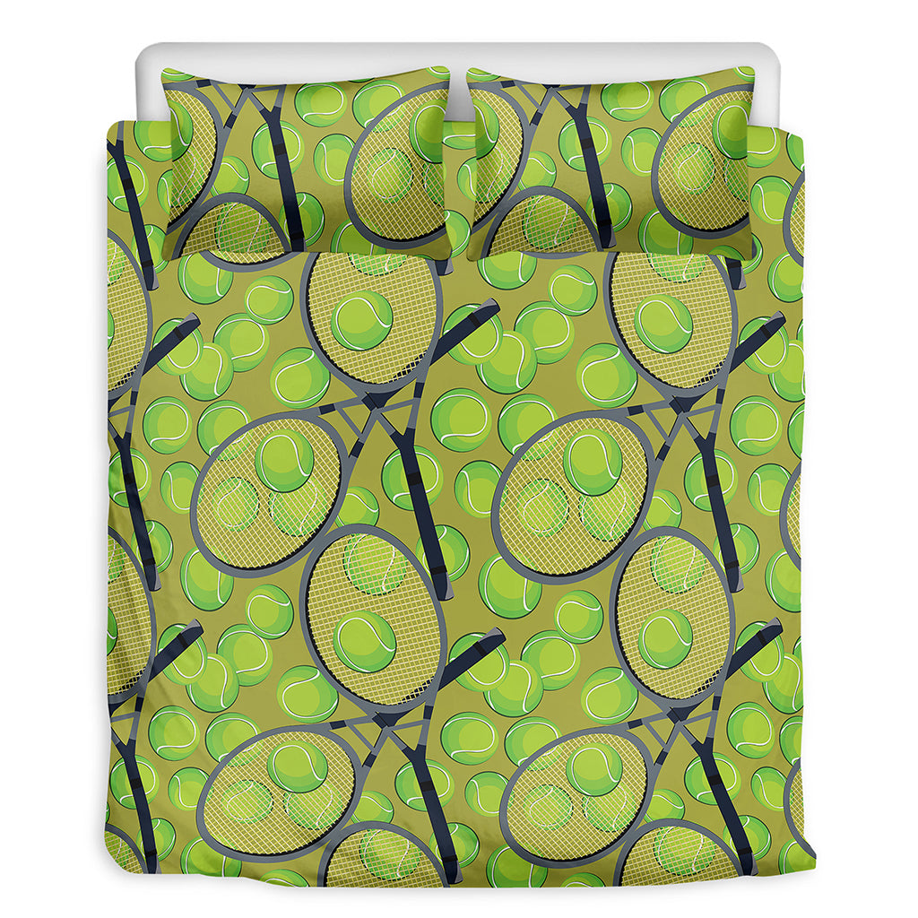 Tennis Ball And Racket Pattern Print Duvet Cover Bedding Set