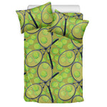 Tennis Ball And Racket Pattern Print Duvet Cover Bedding Set