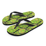 Tennis Ball And Racket Pattern Print Flip Flops