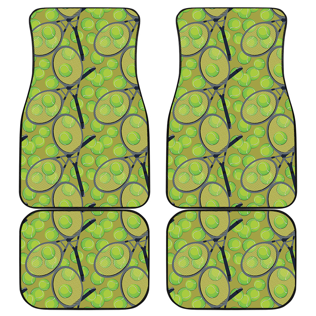Tennis Ball And Racket Pattern Print Front and Back Car Floor Mats