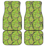 Tennis Ball And Racket Pattern Print Front and Back Car Floor Mats