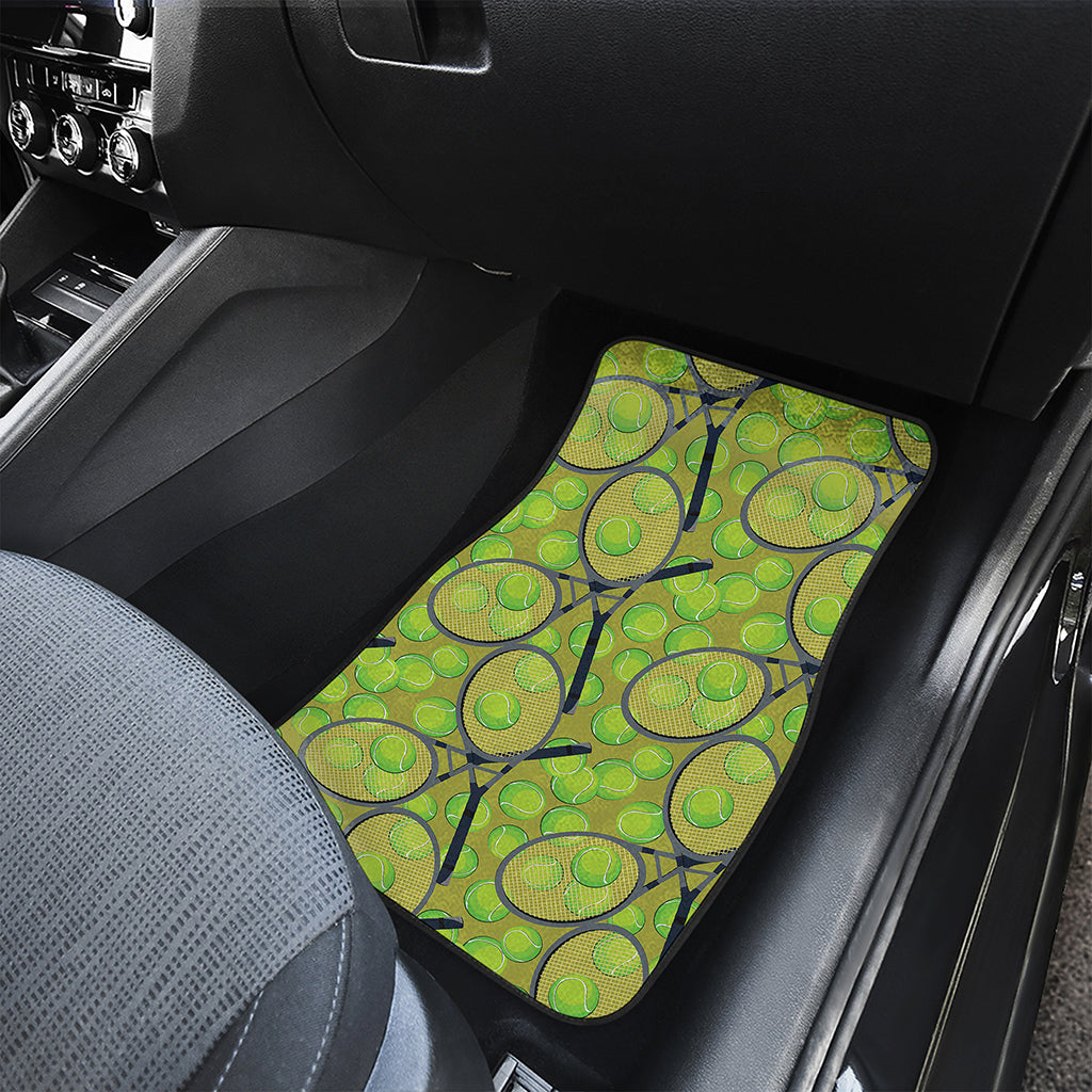 Tennis Ball And Racket Pattern Print Front and Back Car Floor Mats
