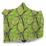 Tennis Ball And Racket Pattern Print Hooded Blanket
