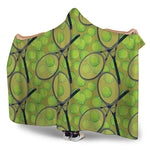 Tennis Ball And Racket Pattern Print Hooded Blanket