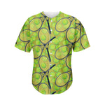 Tennis Ball And Racket Pattern Print Men's Baseball Jersey