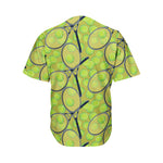 Tennis Ball And Racket Pattern Print Men's Baseball Jersey